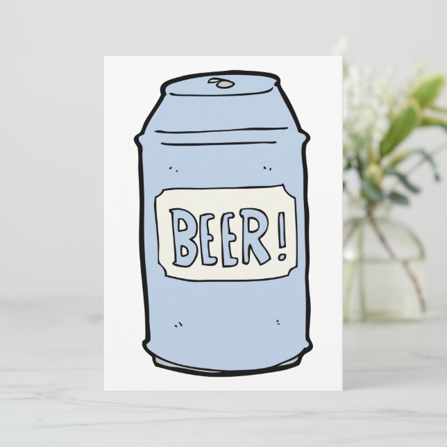 Beer Can Illustration Retro Beer Lover Design  Invitation (Standing Front)