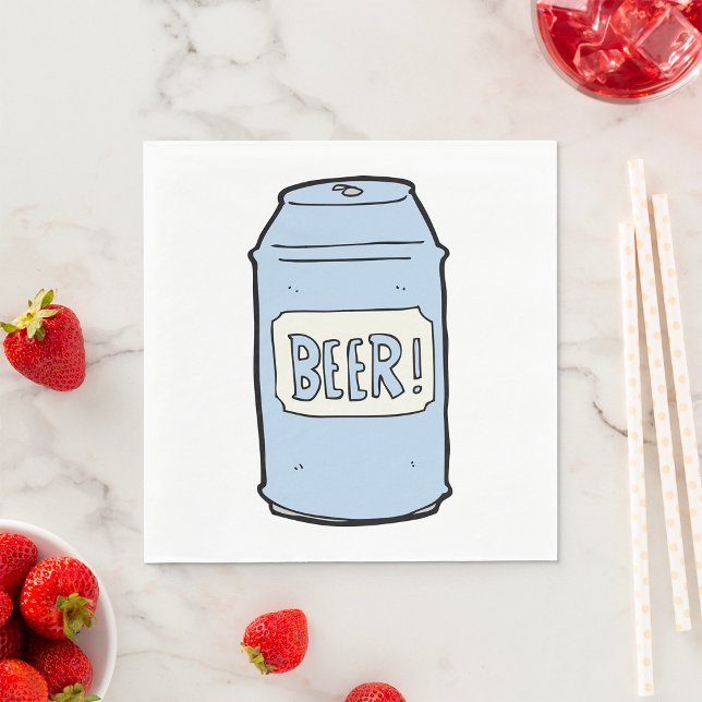 Beer Can Illustration Retro Beer Lover Design  Napkin (Creator Uploaded)