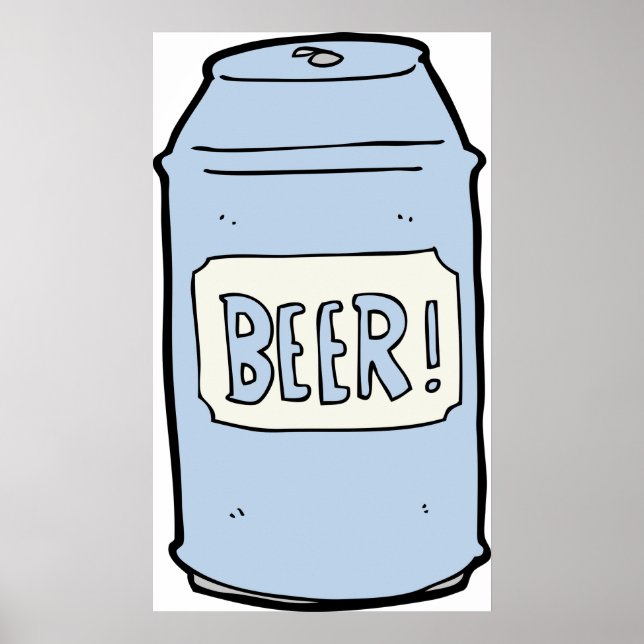 Beer Can Illustration Retro Beer Lover Design  Poster (Front)