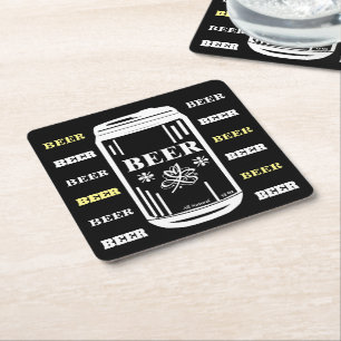 Beer Can Square Paper Coaster