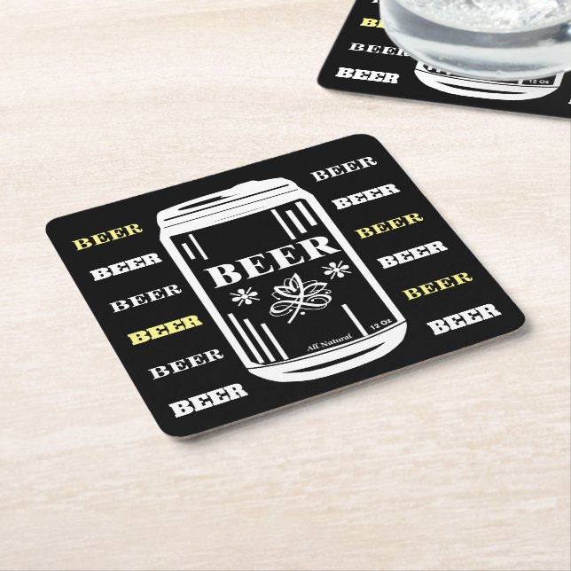 Beer Can  Square Paper Coaster (Angled)