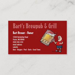 Beer Cartoon Business Card for Bar Pub or Tavern