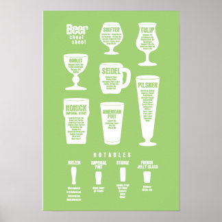 Beer Cheat Sheet Poster Green Reversed