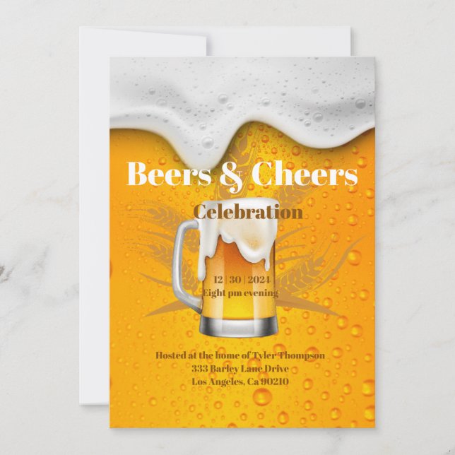 Beer & Cheers birthday Invitation (Front)