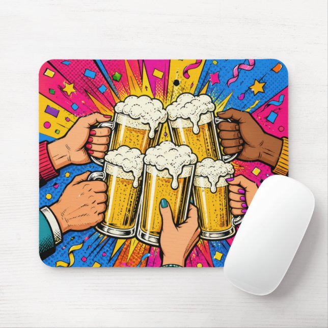 Beer Cheers Pop Art Mouse Pad (With Mouse)