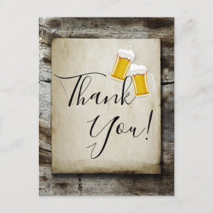 beer, cheers, rustic country thank you card