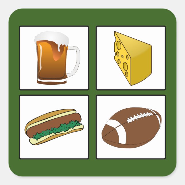 Beer Cheese Brats Football Wisconsin Sticker (Front)
