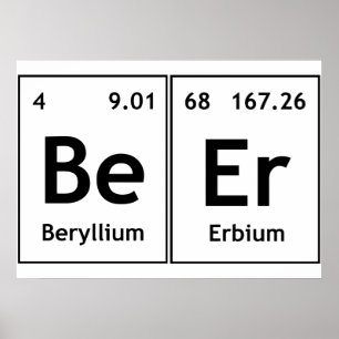 BeEr Chemistry Periodic Table Element Symbols Word Poster