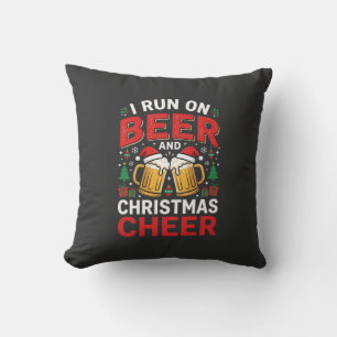 Beer Christmas Cheer Holiday Drinking Throw Pillow