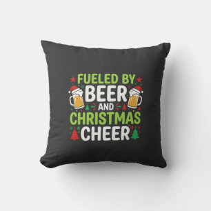 Beer Christmas Cheer Holiday Drinking Vector Throw Pillow