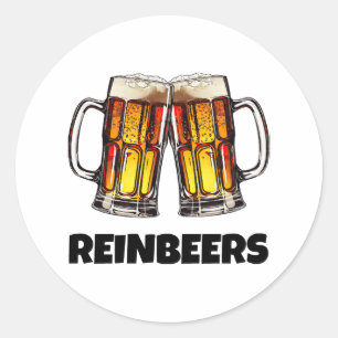 Beer Christmas Reinbeers Classic Round Sticker