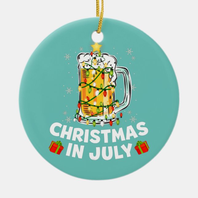 Beer Christmas Tree Christmas In July Summer Ceramic Ornament (Front)