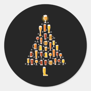 Beer Christmas Tree Men Women Beer Ugly Christmas  Classic Round Sticker