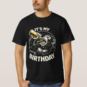 Beer Chugging Chimpanzee It's My Birthday T-Shirt