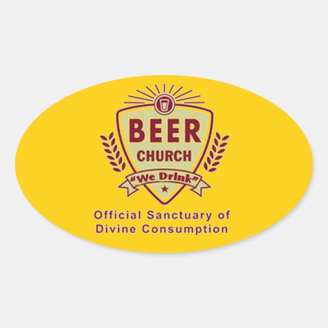 BEER CHURCH OVAL STICKER (Front)