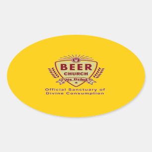BEER CHURCH OVAL STICKER