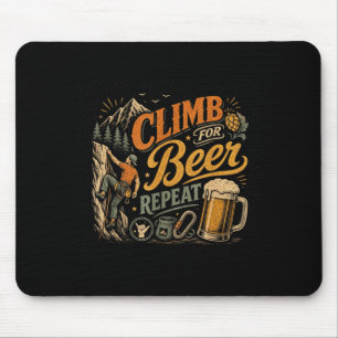 Beer climbing man retro 70s vintage graphic mouse pad