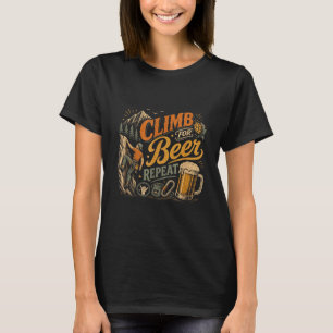 Beer climbing man retro 70s vintage graphic  T-Shirt