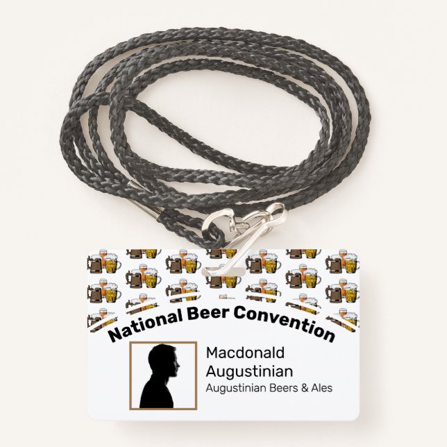 Beer Convention Delegate Photo Badge (Front with Lanyard)