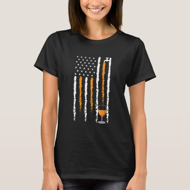 Beer Crafting Brewery Patriotic American Flag 4th  T-Shirt (Front)