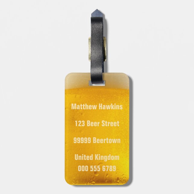 BEER custom luggage tag (Back Vertical)