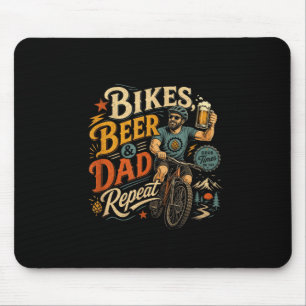 Beer cycling dad retro 1970s vintage bicycle fan mouse pad