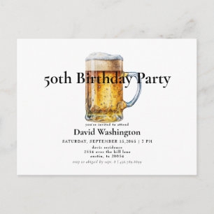 Beer Draught Man's 50th Birthday Party  Postcard