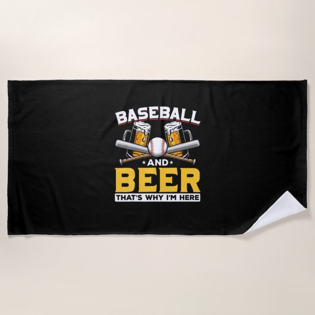 Beer Drinker Baseball Beer Humor Birthday Beach Towel (Front)