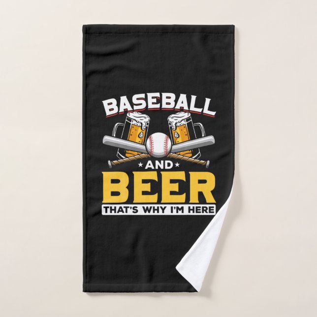 Beer Drinker Baseball Beer Humor Birthday Hand Towel (Hand Towel)