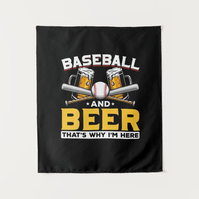 Beer Drinker Baseball Beer Humor Birthday Tapestry (Front)