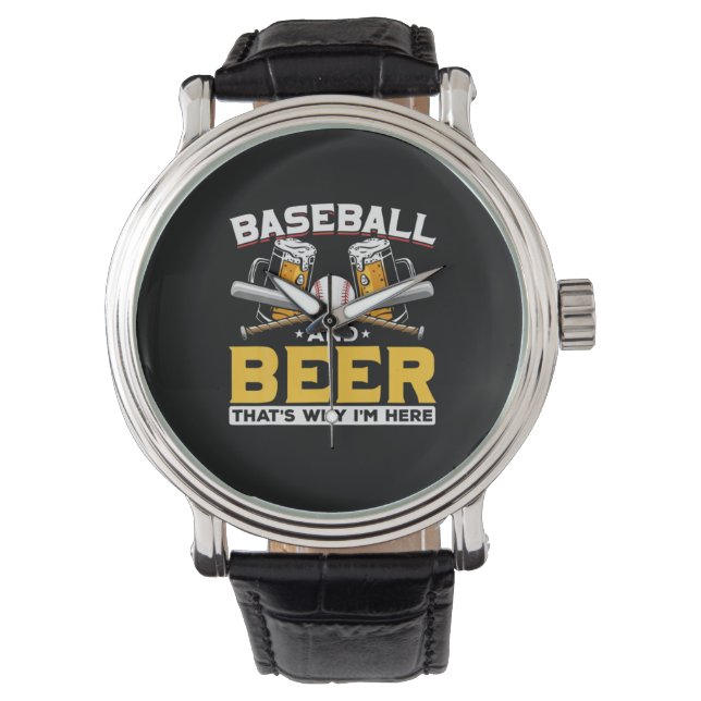 Beer Drinker Baseball Beer Humor Birthday Watch (Front)