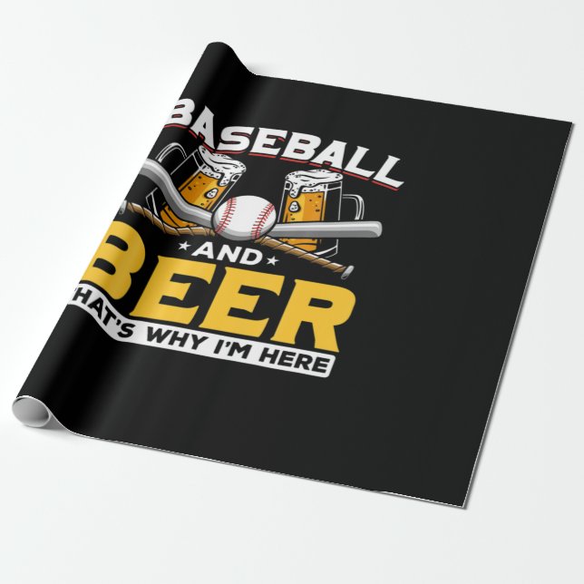 Beer Drinker Baseball Beer Humor Birthday Wrapping Paper (Unrolled)