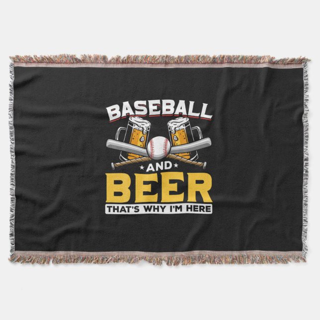 Beer Drinker Baseball Beer Humour Birthday Throw Blanket (Front)