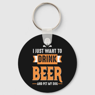 Beer Drinker Beer and Dog Keychain