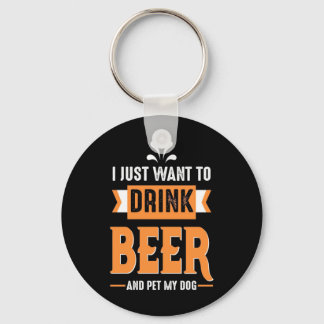 Beer Drinker Beer and Dog Keychain
