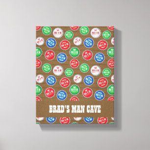 Beer Drinker Bottle Caps Print Man Cave
