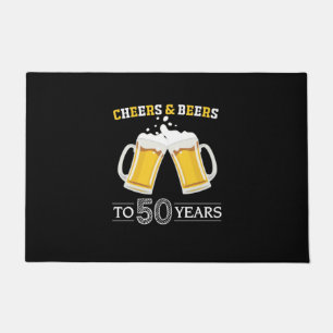 Beer Drinker Cheers and Beers to 50 Years Birthday Doormat