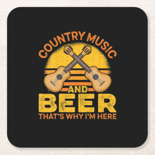 Beer Drinker Country Music And Beer Birthday Square Paper Coaster