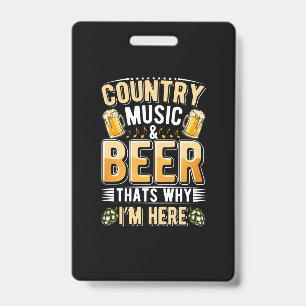 Beer Drinker Country Music Beer Drinking Birthday Badge