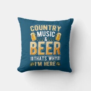 Beer Drinker Country Music Beer Drinking Birthday Throw Pillow