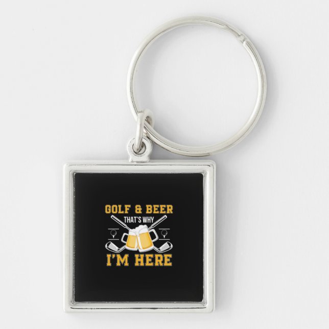 Beer Drinker Golf And Beer Birthday Keychain (Front)