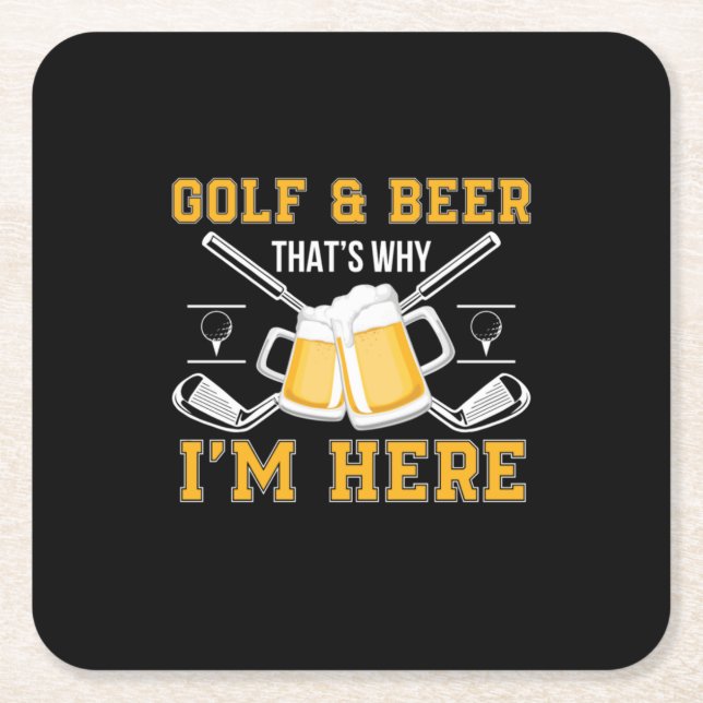 Beer Drinker Golf And Beer Birthday Square Paper Coaster (Front)