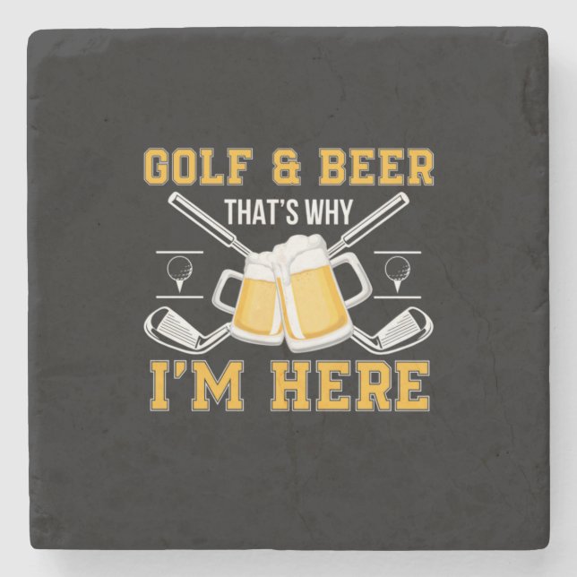 Beer Drinker Golf And Beer Birthday Stone Coaster (Front)