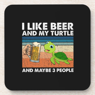 Beer Drinker I Like Beer And My Turtle Birthday Coaster