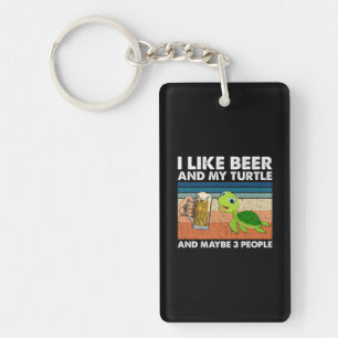 Beer Drinker I Like Beer And My Turtle Birthday Keychain