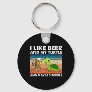 Beer Drinker I Like Beer And My Turtle Birthday Keychain