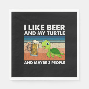 Beer Drinker I Like Beer And My Turtle Birthday Napkin
