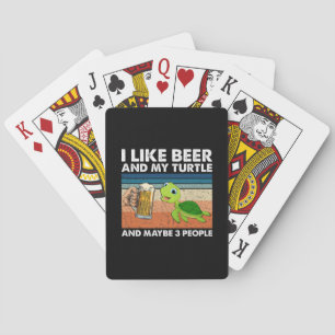 Beer Drinker I Like Beer And My Turtle Birthday Playing Cards