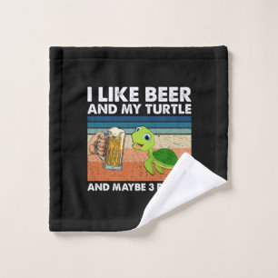 Beer Drinker I Like Beer And My Turtle Birthday Wash Cloth