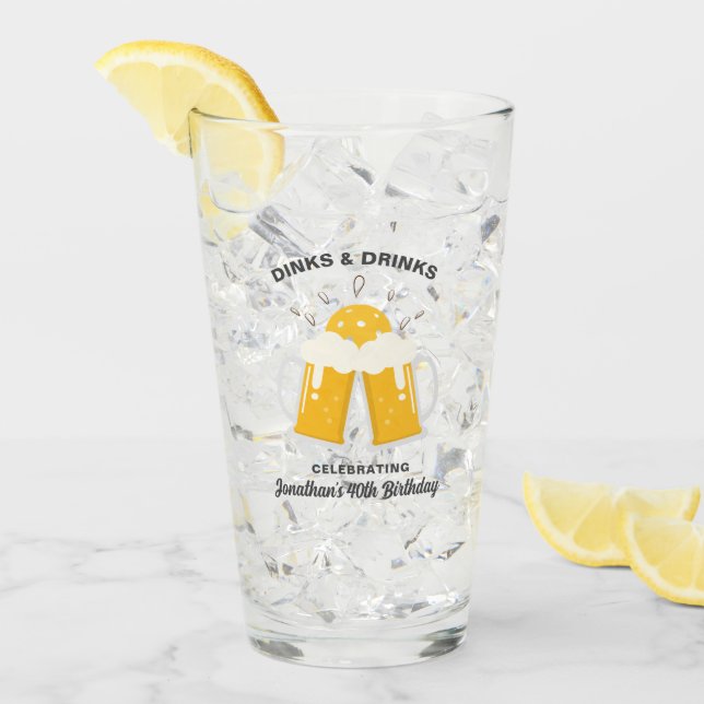 Beer Drinker Pickleball Player Personalized Text Glass (Front Ice)